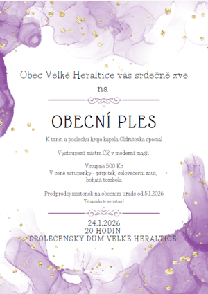OBECNÍ PLES 24.1.2026 od 20:00 hod. ve společenském domě ve Velkých Heralticích 1