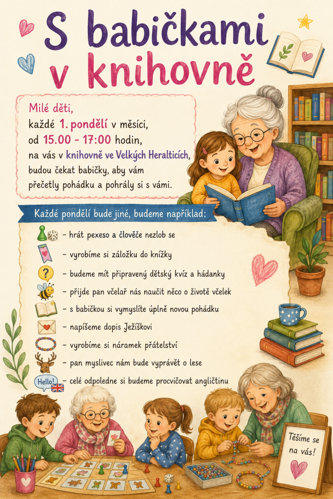 S babičkami v knihovně každé 1.pondělí v měsíci, od 15:00-17:00hod. 1